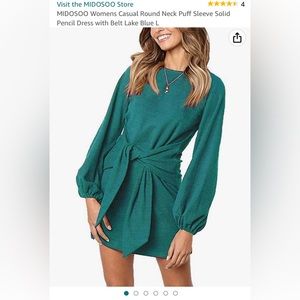 Puff Sleeve Dress w/belt Size L